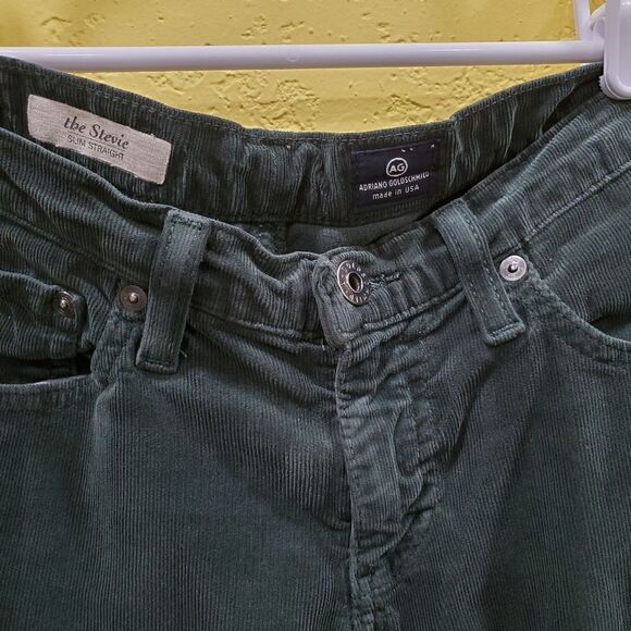 Ag Adriano goldschmied jeans womens size 26 green corduroy the stevie slim strai - Picture 5 of 10